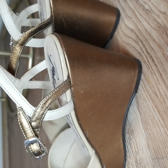 Brighton Flame Leather Open Toe Wedge Heel Sandals - Picture 9 of 16